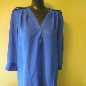 MIX & CO Royal Blue Sheer Tunic Top - Sz. M